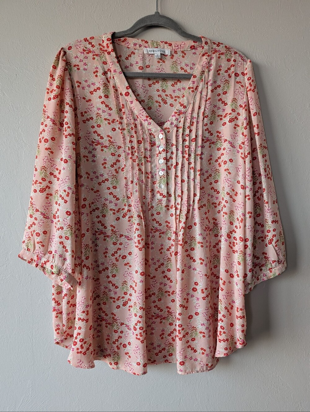 Rise & Olive Orange Pink Sheer Chiffon Blouse Size 1X